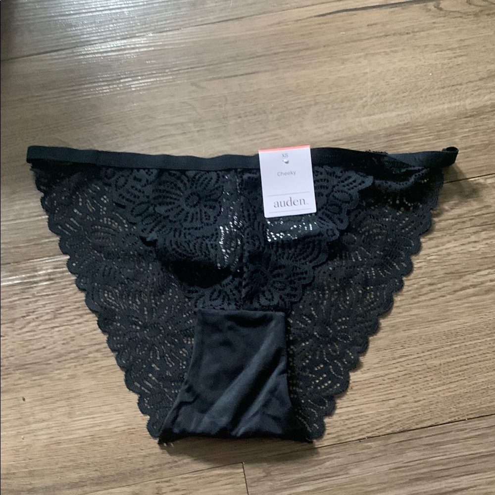 Auden Black Floral Lace Panties